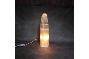HEIMTEX Buy 1 get 4 Free Buy Now Selenite Crystal Tower Lamp- Natural Polished USB Selenite Crystal Mountain Tower Lamp in 4 Sizes for Healing, Meditation, Gift & for Home Decor/Room Decor