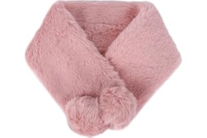 Fadcaer Bufanda para niños con cuello de piel Invierno largo esponjoso Cuello de piel sintética Wrap Cálido bufanda suave simple de color sólido bufanda de invierno para niños niñas