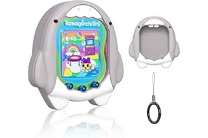 MOWYEOK silikonowe etui do konsoli do gier Tamagotchi Uni(2023), odporne na uderzenia etui ochronne z kreskówkowym wzorem, do konsoli do gier Tamagotchi, akcesoria, z okrągłą smyczą z klamrami (rekin)