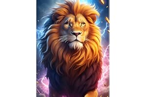 MAXBYE DIY Lion Peinture Diamant Adulte, Animaux 5D Diamond Painting Enfant Diamant Kits de Broderie au Point de Croix Diamant Strass Point de Croix Painting pour Murale Décoration 30x40cm