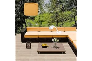 HLTQL Funda para Cojines Exterior Impermeable, Cubre Sofa Gatos Arañazos con Cremallera, Fundas De Sofa Antimanchas y Ajustables, para Interiores y Exteriores, Muebles De Ratán(#13,65x65x10cm)