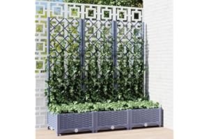 Cozynest Pflanzkübel mit Spalier Dunkelgrau 120x40x121,5 cm PP