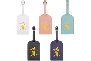 Xinzistar Etiquettes à Bagage, 5pcs Étiquette Valise Étiquettes à Bagages en Cuir Ensemble d'étiquettes d'identification de Valise Étiquettes de Valise Étiquette de Bagage