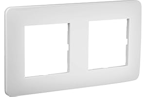 DEBFLEX Plaque electrique - Cache Prise - Interrupteur pour prise - Prise interrupteur - Cache prise electrique - plaque plastique - prise murale - Gamme Casual - Plaque double - Blanc Brillant