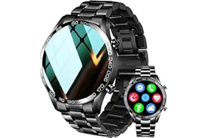 LOYEWAIER Smartwatches 1.3" Modern Answer/Make Calls Smart Watch Herren Militär Outdoor Sport Activity Fitness Tracker Black Stainless Steel Bluetooth Watch for Android IOS