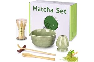 Luxoraiova Macha Teset, 6-delad matcha kvastset, matcha skål med pip, matcha viskhållare, matcha sked och hållare, japansk matcha teset tillbehör för matcha-älskare