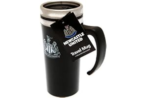NEWCASTLE UNITED F.C. Newcastle United FC Official Football Aluminium Travel Mug (One Size) (Black/Silver)