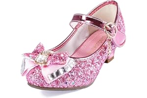 TRIWORIAE-Prinzessin Schuhe Mädchen Glitzer Schuhe Kinder Stöckelschuhe Mädchen Pailletten Prinzessin Cosplay Schuhe Partys Hochzeiten Klett Sandalen Elegante Mädchen Schuhe mit Absatz