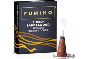 Fumino Cônes Encens Naturel Parfum Bois de Sandal Pur - 20 Cônes Encens Frais Masala Agarbatti Joss Smoke - Fragrances pour Relaxation, Méditation, Détente et Décoration Intérieure
