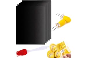 Gyvazla Tapis de Cuisson, Set de 5 Tapis de Cuisson pour Barbecue et Four- 40cm*33cm Feuilles Anti-Adhésives de BBQ et Feuilles de Cuisson Réutilisable pour Les Barbecue au gaz, Charbon ou électrique