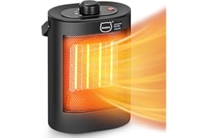 MIAOKE 1500W chauffage électrique, chauffage soufflant pour l'intérieur, le bureau, la maison, la chambre à coucher avec protection contre la surchauffe, 3 modes 2s PTC chauffage rapide (noir)