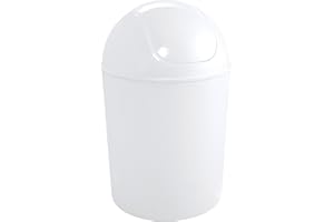 GELCO Design 707249 Poubelle à Bascule 5L, Plastique, Blanc, 17 x 17 x 32 cm