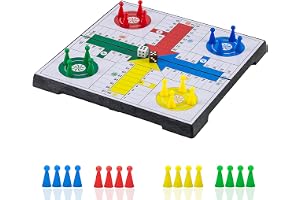 KOKOSUN Ludo Magnetisk vikbart brädspelsset – 9,8 tum, rolig present till barn (rundat hörn)