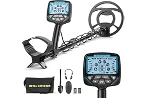 Jradse Détecteur de métaux, bobine entièrement immergée IP68 de 26 cm écran LCD intelligent longueur réglable de 74 à 138 cm, ensemble complet d'accessoires adapté aux enfants et aux adultes débutants