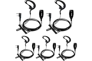 HYSHIKRA Casque 2 Broches en Forme de G avec Micro Big PTT, Compatible avec Kenwood eSnic Retevis Baofeng UV-5R Radio bidirectionnelle pour sécurité Bodyguard (5)