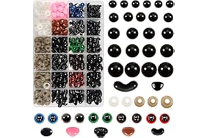 TOAOB THE ONE AND ONLY BABY TOAOB 584 Piezas 6 mm 8 mm 10 mm 12 mm 14 mm de Ojos de Seguridad de Multicolor Plástico y Seguridad Narices con Plastico Arandelas para Hacer Muñecas Animales o Hacer Joyas Manualidades