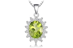JewelryPalace Princess Diana Kate Middleton Class Gemstone Birthstone Sapphire Emerald Statement Pendant Necklace for Women, 14k Gold Plated 925 Sterling Silver Necklaces for Women, 18 Inch Box chain