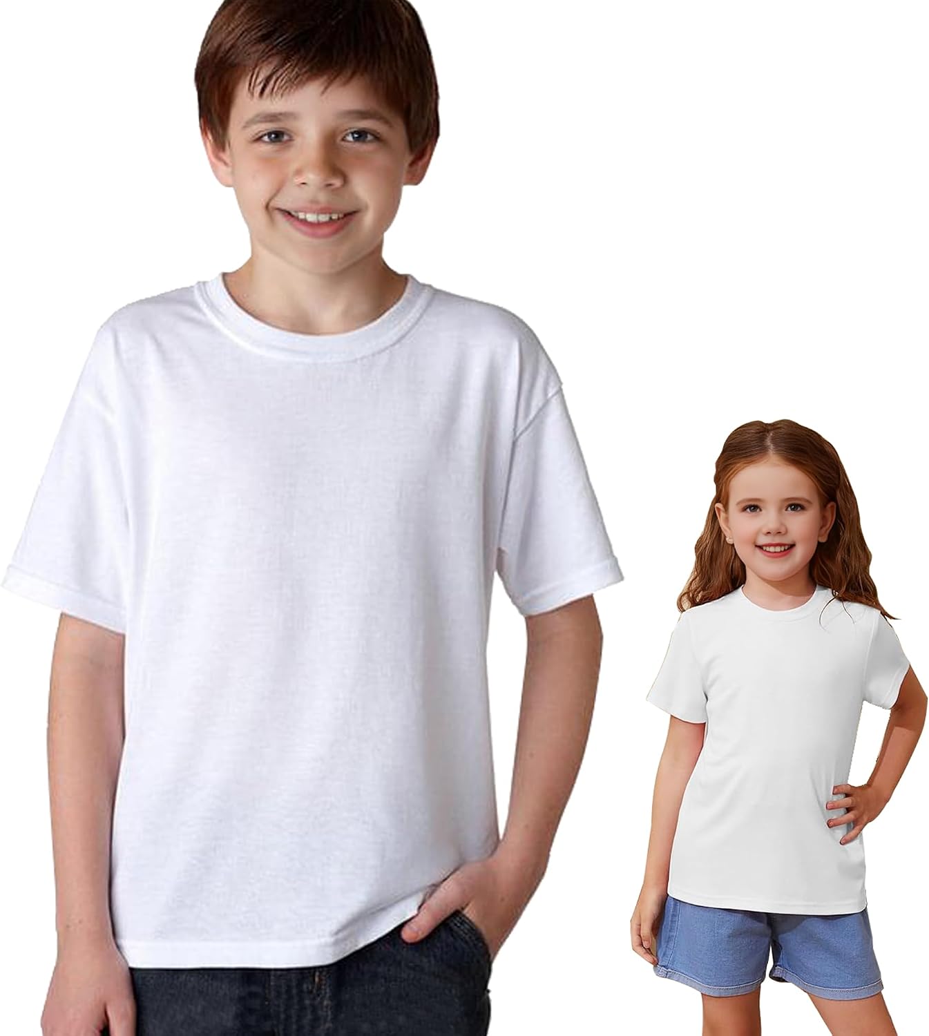Vida Sol Camiseta Infantil 100% Algodón, 1 y 2 Unidades, Unisex, Manga Corta, Cuello Redondo, Suave y Transpirable, Diseño Básico y Cómodo, Ideal para Uso Diario, Tallas 1-15 Años, Colores Variados