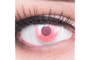 Meralens Lenti a Contatto Colorate Sharingan rosse Nezuko - con porta lenti a contatto - ideali per Manga Anime Cosplay Halloween – Durata 1 Anno 1 Coppia (2 pezzi) senza correzione