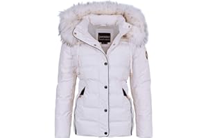 Spindle Womens Ladies Premium Quality Hooded Short Fur Parka Quilted Padded Puffer Coat | Zip Side Pockets | Luxurious Detachable Faux Fur on Hood | Zipped Inner Pocket
