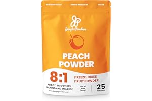 Jungle Powders Poudre de pêche 100 g, pêches lyophilisées en poudre sans sucre ajouté, OGM, additif et extrait d'arôme de pêche sans charge pour la cuisson