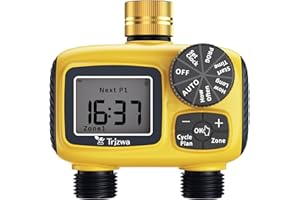 TRJZWA Programador de Riego Automático,Sistema de Riego Automático,con 3 Programas de Riego Independientes,Jardín Temporizadores de Mangueras de Riego con Doble Entrada de Agua/Pantalla LCD