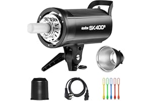 Godox SK400II Luce stroboscopica da studio fotografico da 400 W con staffa Bowens e testa della lampada, lampada pilota da 150 W per studio, registrazioni, fotografia di location e ritratti