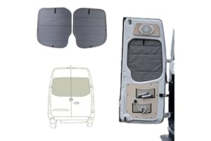 VanEssential Insulated Stealth Blackout Magnetic Window Covers Designed for Mercedes-Benz NCV3 (Van Years 2007 to 2018), Rear Door (Pair), Charcoal Gray