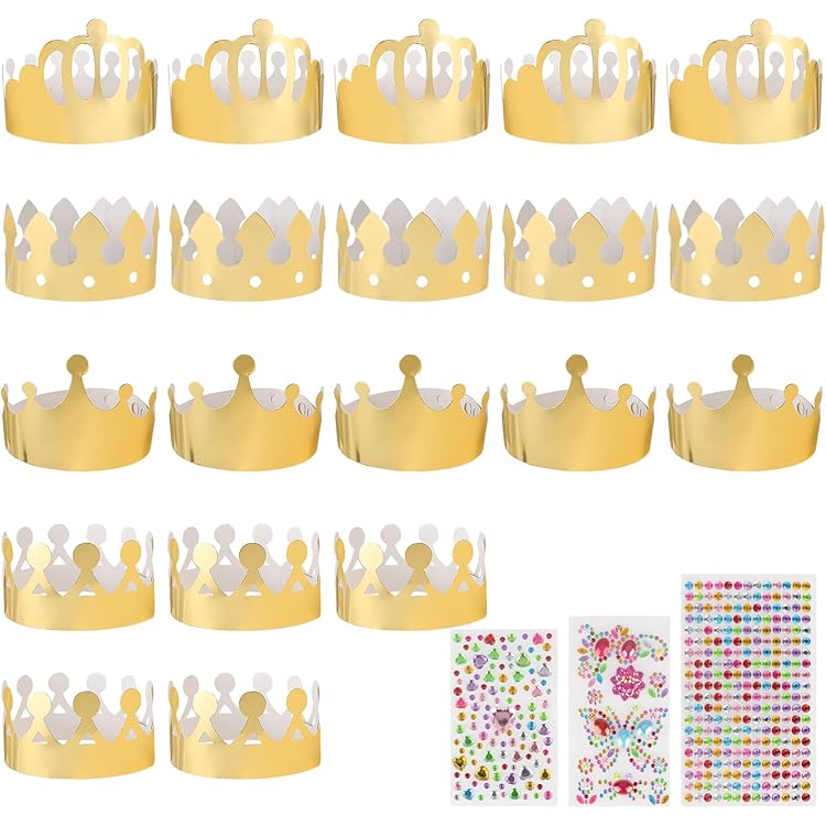 MIVAIUN Lot De 2 Couronnes De Roi, Couronne De Roi Et De Reine Pour Enfants, Chapeau De Fête, Diadème De Jeu De Prince, Couronne Dorée Pour Adulte Et Enfant, Accessoires De Déguisement