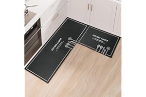 Fecialy Tappeti da cucina, 2 pezzi di set di tappeti da cucina assorbenti, antiscivolo, lavabili in lavatrice Tappeti da pavimento per cucina per ingresso e porta Set di tappeti, 40x60+40x120cm