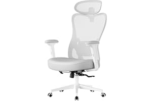 ‎SONGMICS SONGMICS Ergonomiczny fotel biurowy, krzesło biurowe, regulowany zagłówek i podparcie lędźwiowe, udźwig do 150 kg, regulowana wysokość, kolor gołębiej szarości OBN066GD01