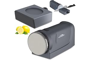 YOORLEAY Affilacoltelli Elettrico Rotante - Angolo di Affilatura Regolabile 15-32 Gradi. Adatto per Coltelli da Cucina. Affilacoltelli Rotante Elettrico. Risparmia Tempo e Fatica. Grigio