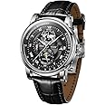 REEF TIGER Top Brand Mens Moonphase Automatic Watch Complete Calendar Luminous Transparent Leather Mechanical Watch RGA1963