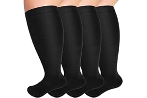 ‎NEWIROVE NEWIROVE 4Paar Kompressionsstrümpfe Damen Dicke Waden Thrombosestrümpfe Damen Flug XXl Minasamed Kompressionsstrümpfe Herren Damen Übergröße Stützstrümpfe für Fitness,Reise, Arbeit