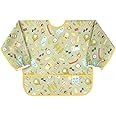 Bumkins Sleeved Bib, Handy Tie Closure for Custom Fit, Catch-All Pocket, Baby-Led Weaning, Waterproof, Machine Washable, Stain & Odour Resistant, BPA Free, 6-24 Months, Camp Gear Design