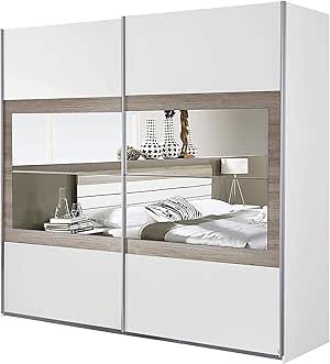 Rauch Mobel Tarragona Schrank Schwebeturenschrank Weiss Eiche Sanremo Hell 2 Turig Mit Spiegel Inkl Zubehorpaket Basic 2 Einlegeboden 2 Kleiderstangen Bxhxt 226x210x62 Cm Amazon De Kuche Haushalt