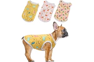 DIIWMME 3er-Pack Hunde-Shirts, Sommerkleidung, Baumwolle, dünne Sommerweste für Haustiere, Welpen, T-Shirts, elastisch, weich, bequem, bedrucktes T-Shirt für kleine, mittelgroße Hunde, Größe M