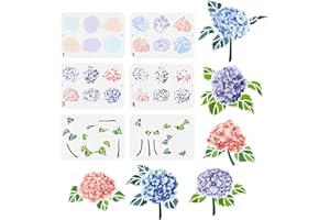 FINGERINSPIRE 6 pcs Layered Hydrangea Stencil 21x29.7cm Hydrangea Flower Drawing Template Hydrangea Pattern Decoration Stencil Plants Flower Stencil for Painting on Wood Wall Fabric Furniture