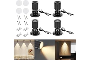 AMFUN 4PCS Mini Faretti a Spot, USB 5V 1W Vetrina per Gioielli Luci Dimmerabili LED Spot, Piccola Luce D'accento, Faretti da Lncasso a LED per Vetrine, Gioielli, Armadi, Modelli