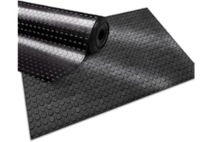 etm - Tapis de Sol en Caoutchouc à pastilles - Revêtement de Sol Industriel - Protection de Sol pour remorques, Zones de déchargement, centres commerciaux - 3 mm d'épaisseur - Noir 120 x 100 cm