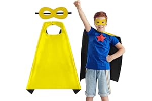 AUYAO Kids Cape Double-Sided Dual-Color Cape, Party Costume Cloak Mask Set Outfits with 1 Pc Felt Mask, Theme Masquerade Cosplay Reversible Cloak Dressing up Halloween Christmas Birthday for Boy Girl