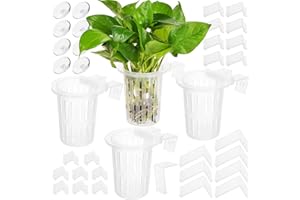 ‎BORLECH Borlech 2025 Neu Verbessert Aquarium-Pflanzenhalter mit Haken und Saugnäpfen für Aquarium, Aquaponische Pflanzenzucht und Aquascape Zubehör Dekorationen (4 Stück) Transparent