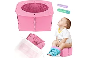 Siège de toilette pour enfants, pot de voyage, pot pliable, pot de voyage, pot de voyage, pot de voyage, pot de sport, siège bébé, toilettes antidérapantes pour enfants de 12 à 36 mois (rose)