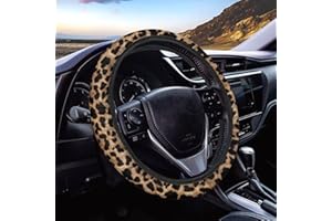 Wanyint Auto Car Steering Wheel Cover Universal 15 Inch Anti-Slip Steering Wheel Protector for Women Men, Leopard Print