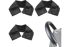 XNIVUIS 3 Bébé Protège-mains pour Poussettes Cuir Pu Protection Guidon Poussette, Accessoires de Poussette, Couverture pour Landau, Housse de Poignée avec Fermeture éclair, Antipoussière (Noir)