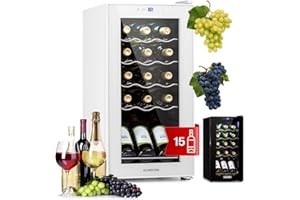 Klarstein , Caves à Vin de Vieillissement Conservation de 44L, Porte en Verre à Zone Unique, Bar Int/Ext, Frigo Vin, Armoire a Vin, 15 Bouteilles