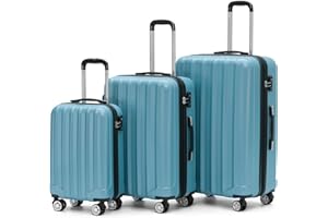 BEIBYE TSA-Schloß 2080 Zwillingsrollen 3 TLG. Reisekofferset Koffer Kofferset Trolley Trolleys Hartschale (Ice Blue)