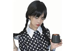 BECUS Long Braid Wigs for Women Long Black Braided Wig with Fringe Halloween Cosplay Costume Party Wigs for Family 22~23 IN