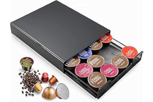 MaxMiuly Dolce Gusto Pod Holder T-Disc Coffee Capsule Holders,Nespresso Pods Drawer Storage Coffee Machine Stand-20 Capsule Capacity,Black