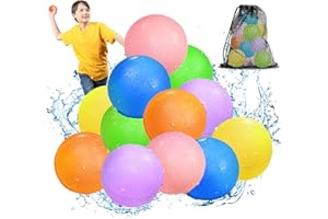 SMASIAGON Globos de Agua Reutilizables, 12 Piezas Bolas de Agua Recargables Autosellante de Llenado Rápido para Niños y Adultos, Juguetes de Verano Aptos para Exteriores, Piscina, Playa y Fiestas Acuáticas